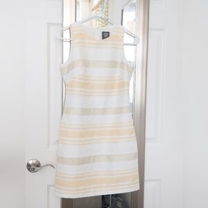 Vince Camuto 0P White, Gold, and Creamcicle Dress